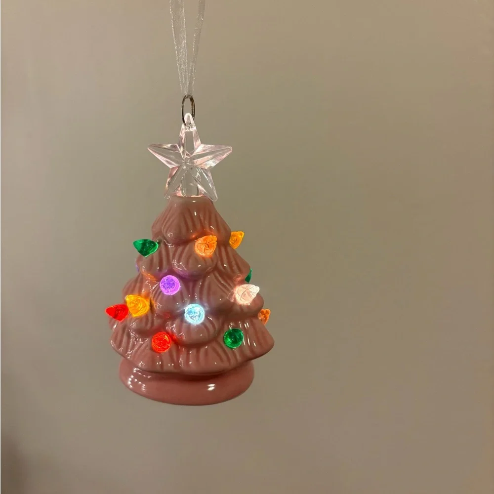 Pink Ceramic Christmas Tree Ornament